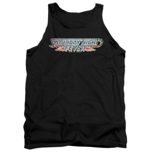 Trevco Saturday Night Fever-Logo Adult Tank Top, Black - XL