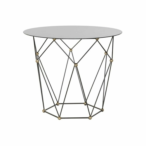 Side table DKD Home Decor Black Metal Crystal Golden (70 x 70 x 60 cm)