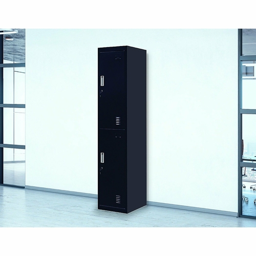 Black 2-Door Locker for Office Gym Shed School Home Storage - Standard