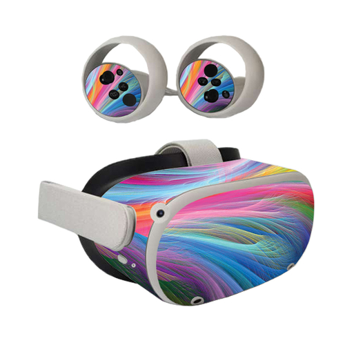 MightySkins OCQU2-Rainbow Waves Skin for Oculus Quest 2 - Rainbow Wave