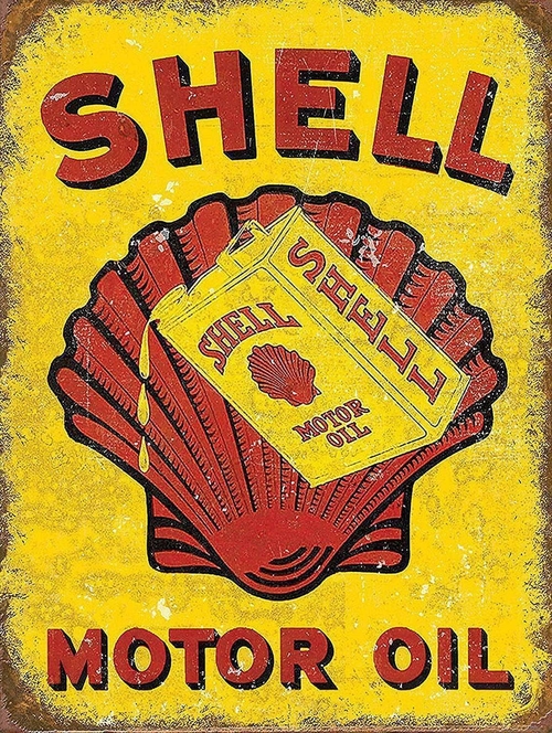 Shell Motor Oil Adverrtising 8 x 12 inch Metal Tin Sign  1930s