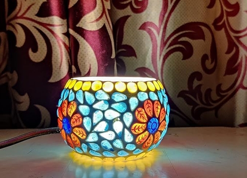 Table Lamp For Bed Side Handcrafted Glass Lamp Night Lamp (6 Cm,