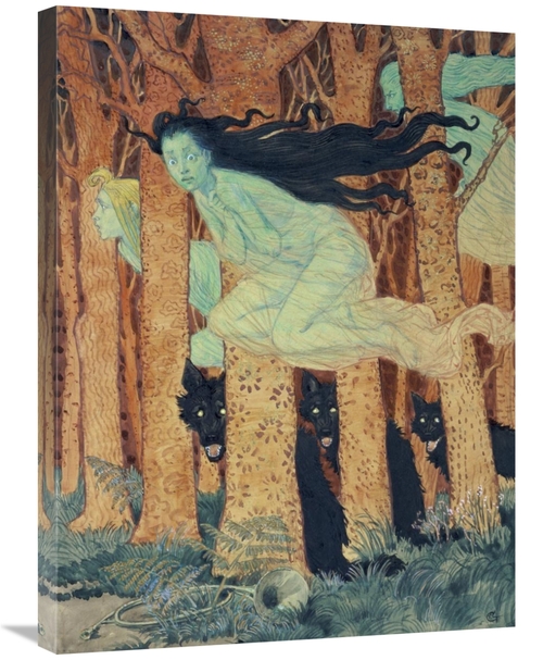 Global Gallery GCS-282144-30-142 30 in. Three Women & Three Wolves Art