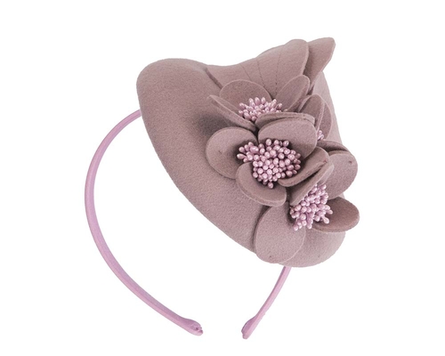 Dusty pink felt winter racing fascinator