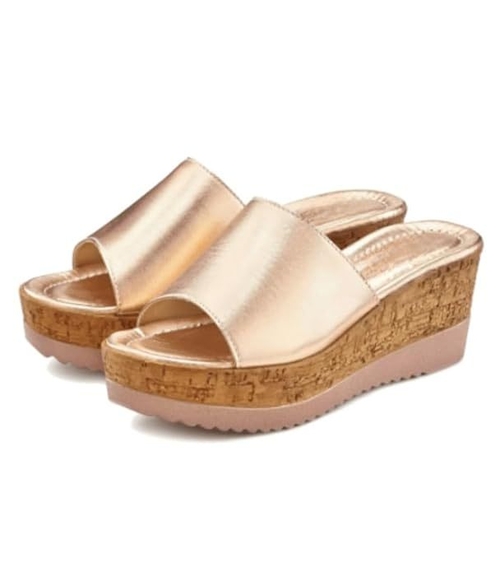 Women's and Girl's Wedge Heel Sandals (Size-UK-7) (Color-GOLDEN)