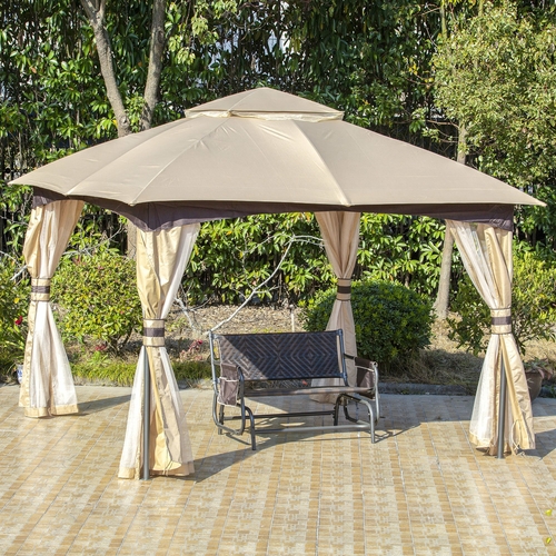 Outsunny 11' x 11' Steel Gazebo Canopy Party Tent Shelter with Double