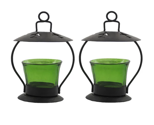 GREEN Decorative Glass Cup Tealight Candle Holder Hanging And Table