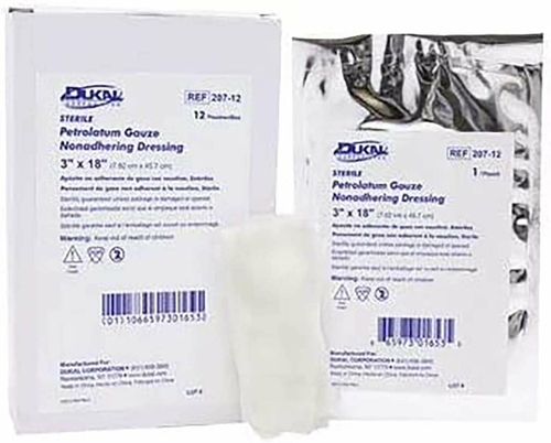 Impregnated Gauze Dressings. Pack of 12 Sterile Petrolatum Dressings