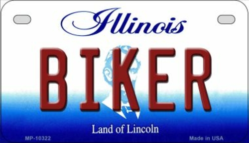 Smart Blonde MP-10322 7 x 4 in. Biker Illinois Novelty Metal Motorcycl