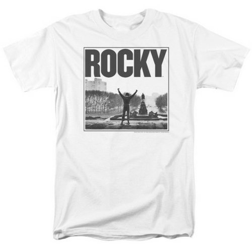 Trevco Mgm-Rocky-Top Of The Stairs Short Sleeve Adult 18-1 Tee, Wh