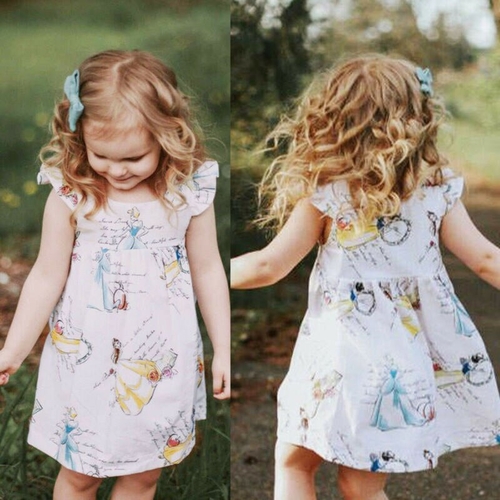 Toddler Summer Kids Baby Girls Princess Print