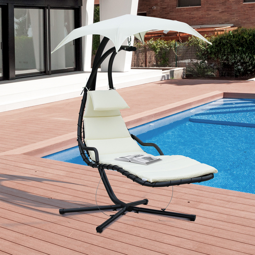 Outsunny Swing Chair Outdoor Hanging Hammock Chaise Lounge with Stand