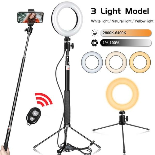 6 inch Selfie Ring Light with Gimbal Bracket  Stick Bluetooth Set