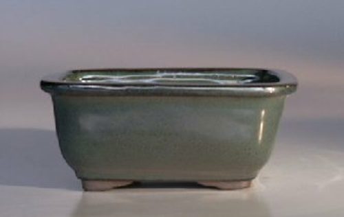 Green Ceramic Bonsai Pot - Rectangle6" x 5" x 3"