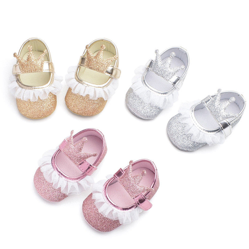 Newborn Baby Girls Crib Shoes Princess Lace Soft
