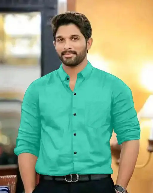 Men Regular Fit Washed Casual Shirt Green Size L