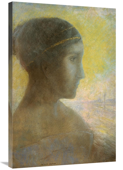 36 in. Head of a Young Woman in Profile Art Print - Odilon Redon