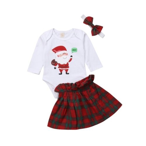 Newborn Kid Baby Girl Christmas Top Romper 