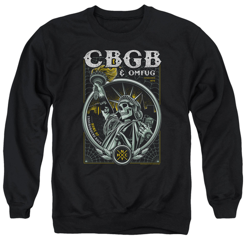 Trevco CBGB122-AS-1 CBGB & Liberty Skull Adult Cotton & Polyster Crewn