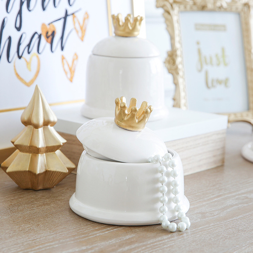 1 Piece Ceramic Storage Box Crown Decorative
