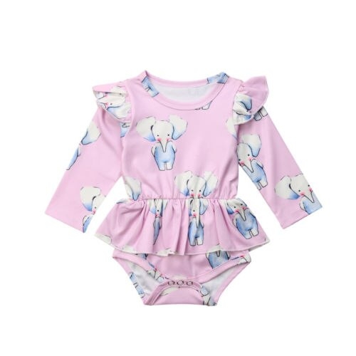 Newborn Baby Girls Cotton Elephant Romper