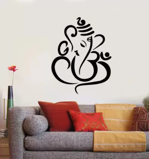 80 Cm A Blushing Lord Ganesha Self Adhesive Sticker (Pack Of 1)