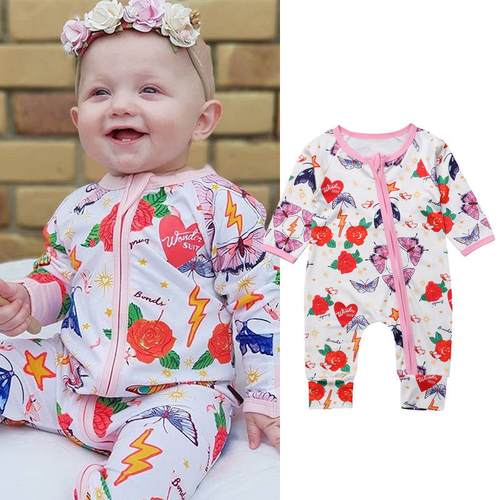 New Cute Baby Girl Floral Cotton Romper