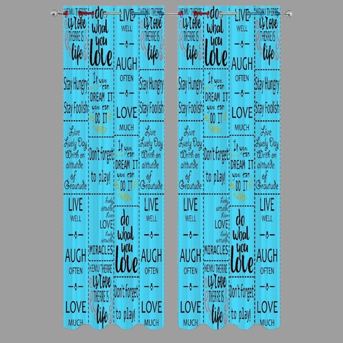 Typography Digital Printed Polyester Fabric Curtains for Living Room