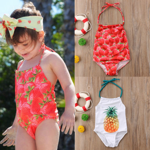 Toddler Kids Baby Girls Strawberry Pirinting One