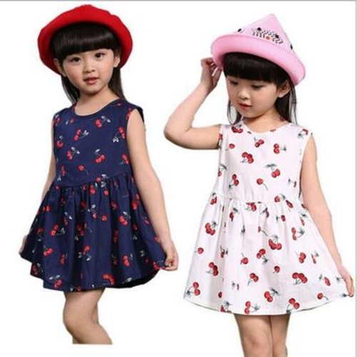 Print Cherry Vest Girl Baby Clothing Casual Kids