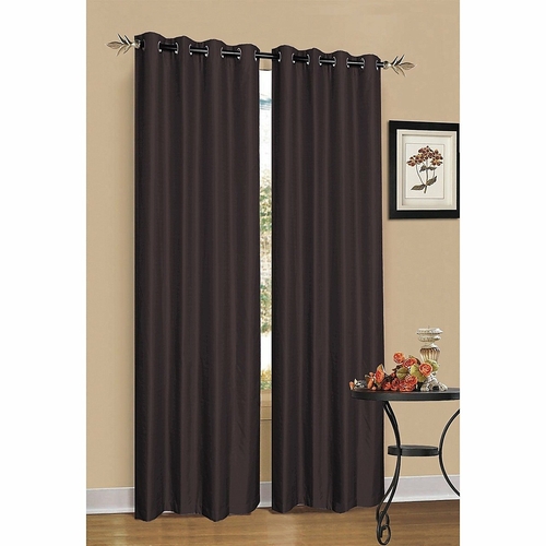 2 x Chocolate Brown 100% Blockout Eyelet Curtains 240cm x 230cm (Drop)