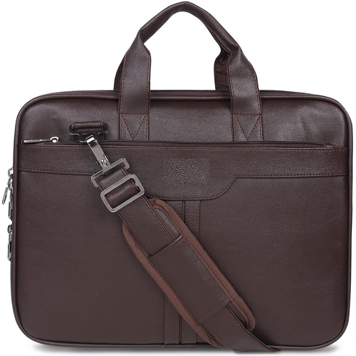 Messenger Bag - Laptop Bag for Men, PU Leather Expandable Office Bag