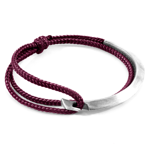Aubergine Purple Hove Silver and Rope Bracelet