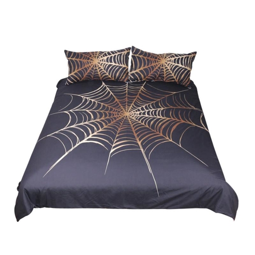 Cobweb Bedding Set King Golden and Black  Duvet