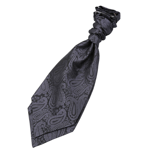 Paisley Pre-Tied Ruche Cravat - Boys - Charcoal Grey