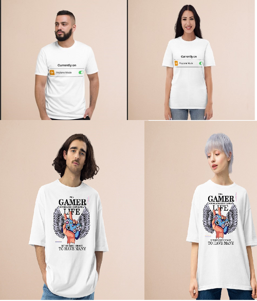 MEN GAMER & CURRENTLY ON ROUND NECK HALF SLEEVE PRINTED TSHIRT Size L