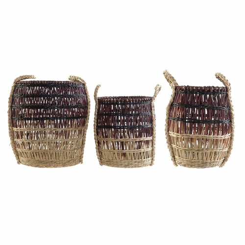 Basket set DKD Home Decor Natural Lilac Seagrass Tropical 39 x 39 x 41