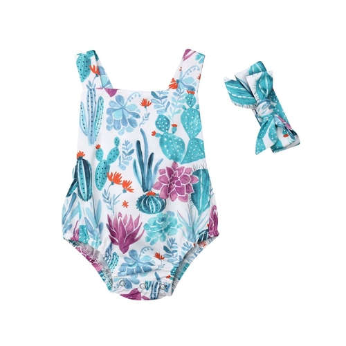 Newborn Baby Girl Summer Clothes Cactus Romper