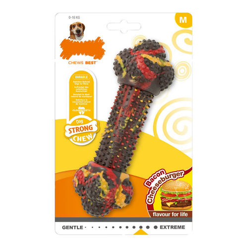 Dog chewing toy Nylabone Strong Chew Bacon Cheese Hamburger Rubber