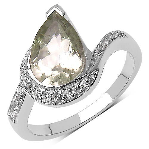 1.52 Carat Genuine Amethyst & White Topaz .925 Sterling Silver Ring