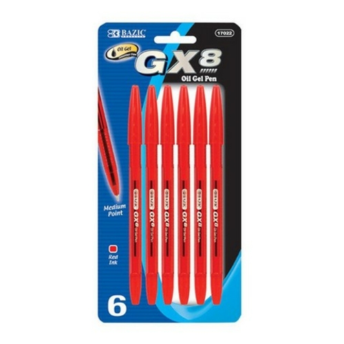 Bazic 17022  GX-8 Black Oil-Gel Ink Pen (6/Pack)  Case of 24 