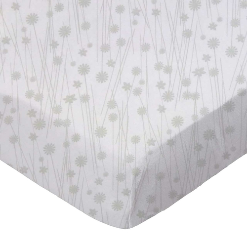 SheetWorld Fitted Moses Basket Sheet - 100% Cotton Woven - Grey Floral