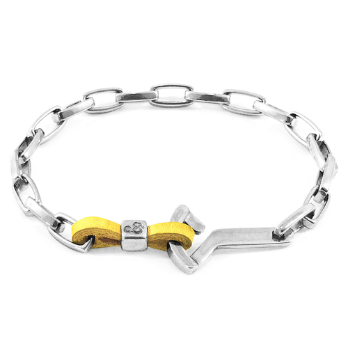 Mustard Yellow Frigate Silver & Leather Bracelet