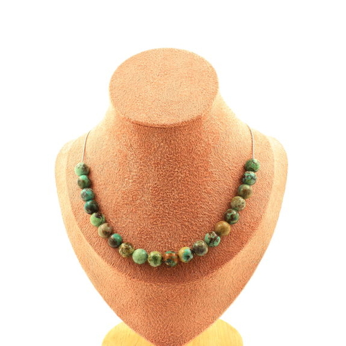 Chrysocolla from Namibia quality 7A 8 mm 20 beads necklace.