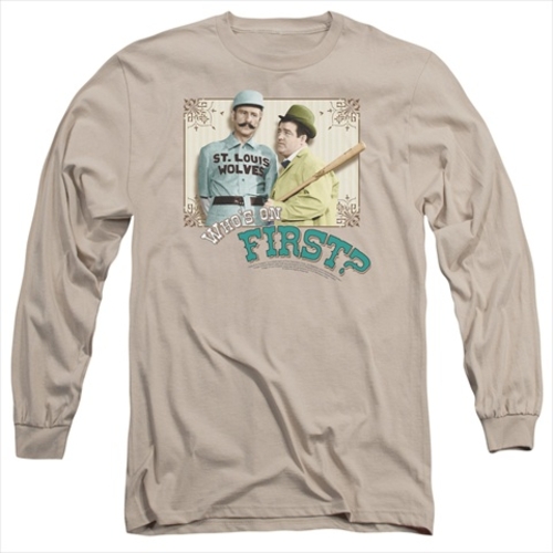 Abbott & Costello-Whos On First - Long Sleeve Adult 18-1 Tee, Sand