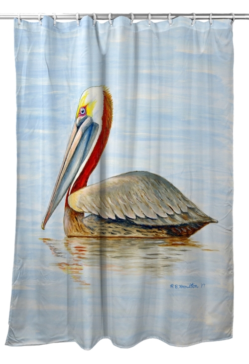 Betsy Drake SH807 70 x 72 in. Summer Pelican Shower Curtain