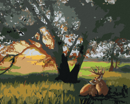 Zuty - Paint by Numbers - DEER UNDER A TREE (D. RUSTY RUST), 40x50 cm