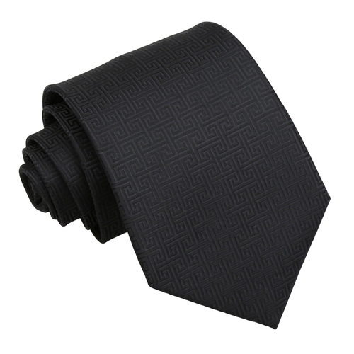 Greek Key Classic Tie - Black