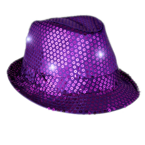 Blinkee 3995420 LED Flashing Fedora Hat with Sequins, Purple