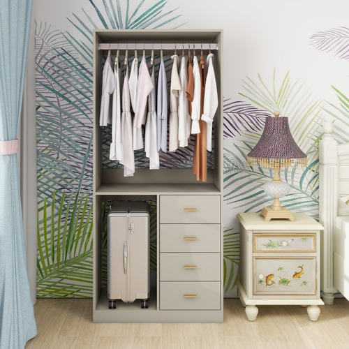 YG-305 Wooden Closet System Storage Stand-Alone Wardrobe